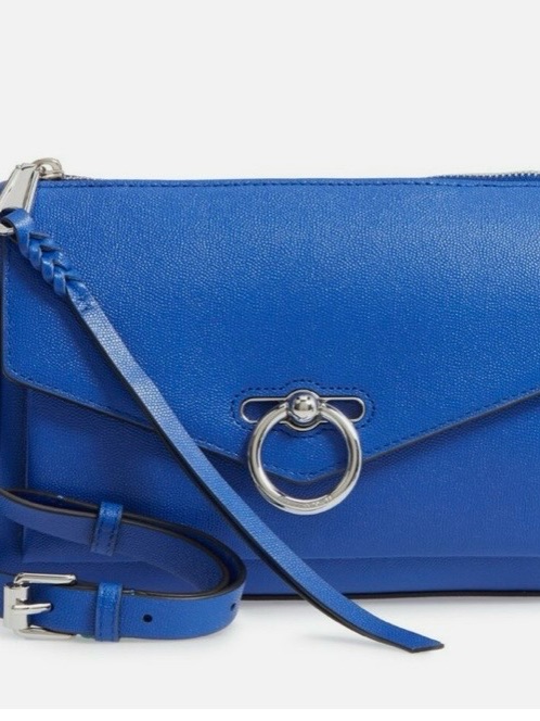 Rebecca Minkoff Nwot Blue Leather Crossbody Bag With Silver Ring Accent